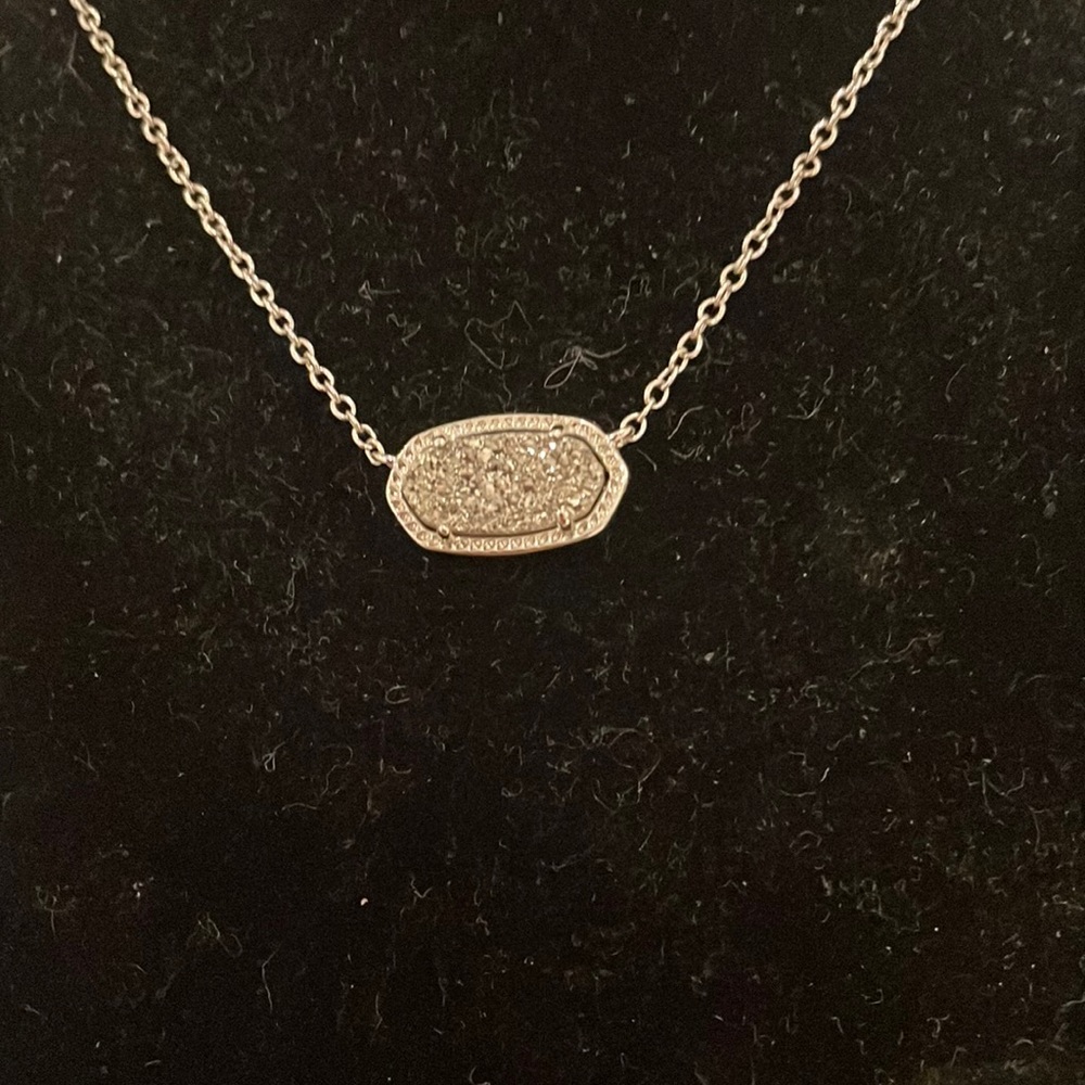 Kendra Scott Elisa Pendant Necklace silver platinum drusy